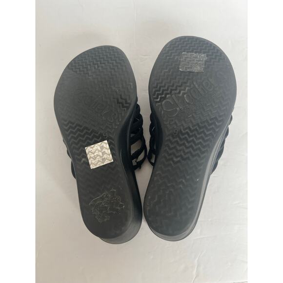 Skechers Rumblers Hotshot Black Rhinestone Wedge Slide Strappy Comfort Sandals 9 - Picture 12 of 14